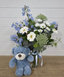 Little Man Vase Flowers Teddy Gift