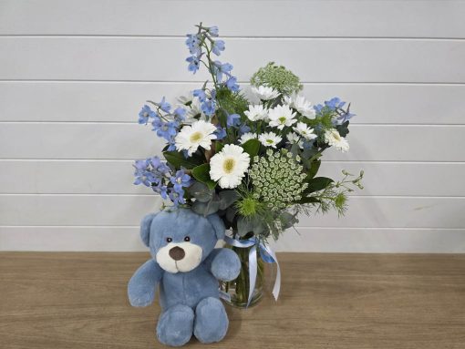 Little Man Vase Flowers Teddy Gift