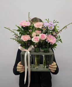 Pretty Seasonal Trio in a Vase Holding